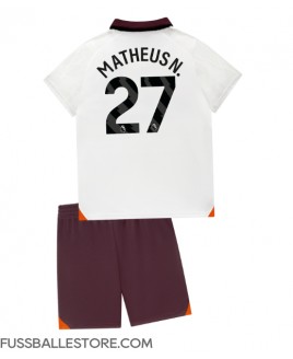Günstige Manchester City Matheus Nunes #27 Auswärts Trikotsatzt Kinder 2023-24 Kurzarm (+ Kurze Hosen)
